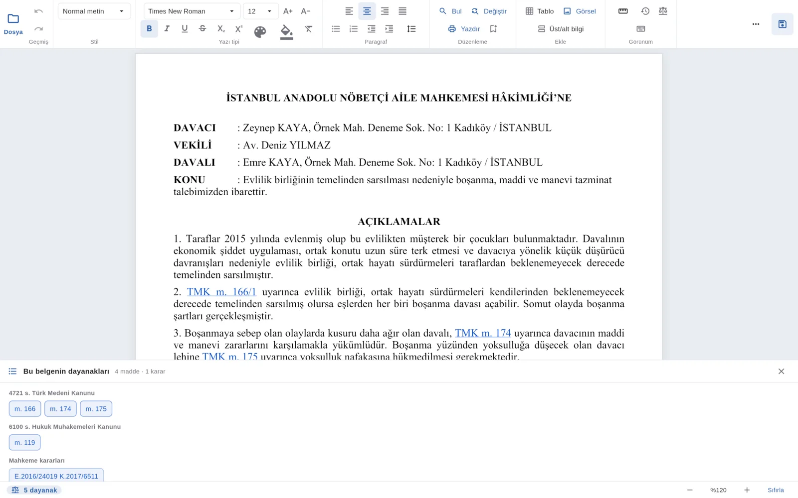 Folio’da bir dilekçe ve altta dilekçenin dayandığı madde ve kararlar